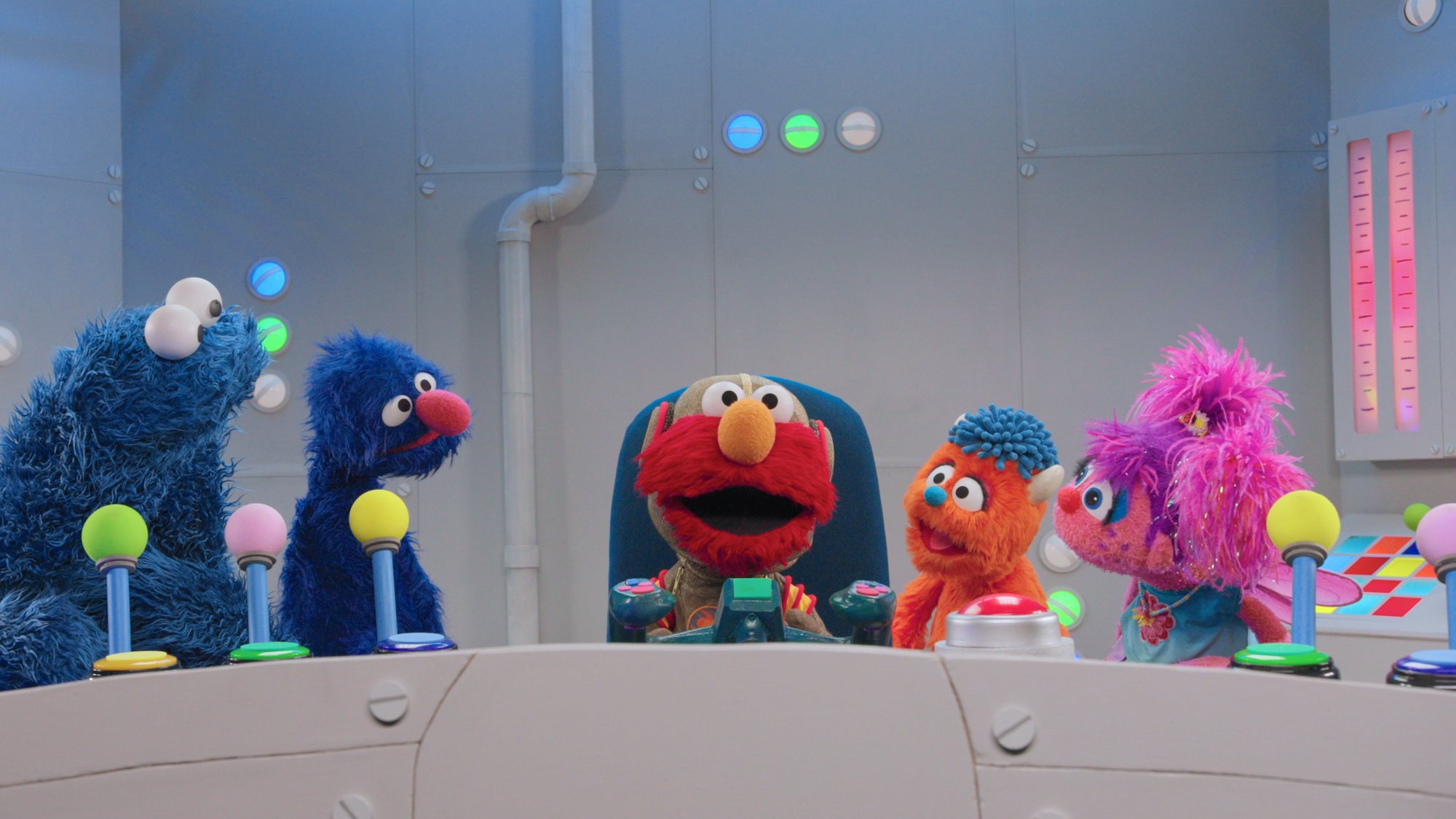 Foto de Elmo, Cookie Monster y Abby Cadabby en Plaza Sésamo para Netflix