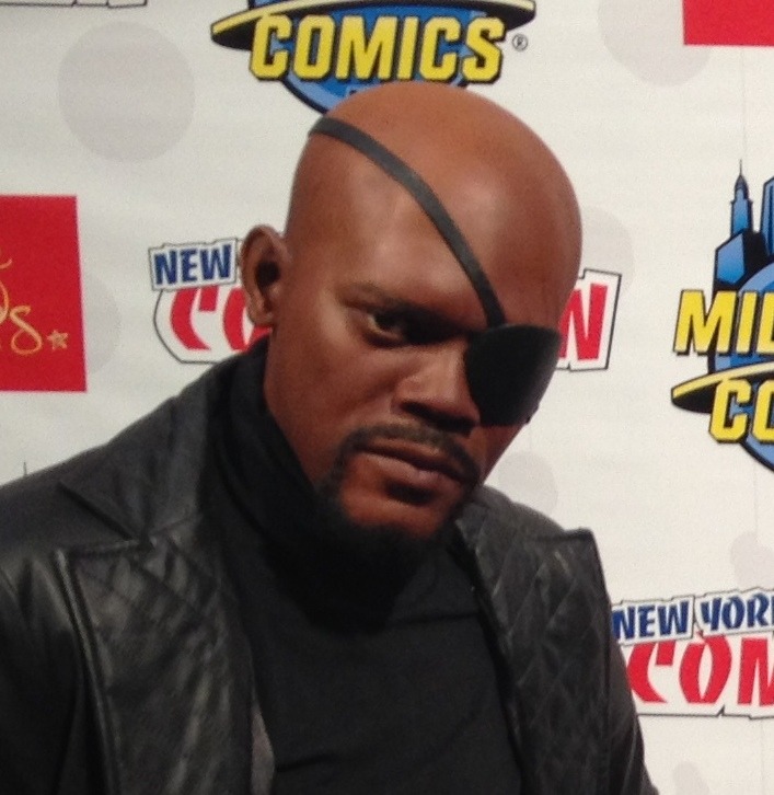 Samuel L. Jackson caracterizado como Nick Fury con el parche en el ojo