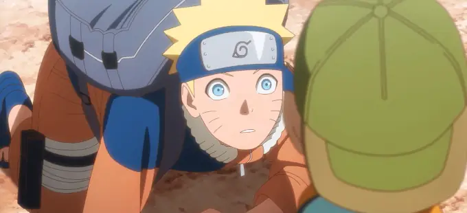 Naruto, Sasuke y Sakura en una escena del anime crossover con NINKŪ